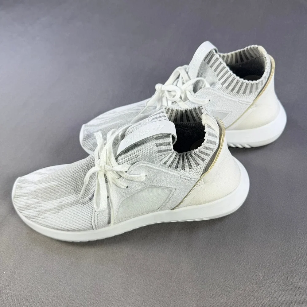 Adidas‎ Tubular Entrap Womens Size 6.5 White Grey Primeknit Running Shoes